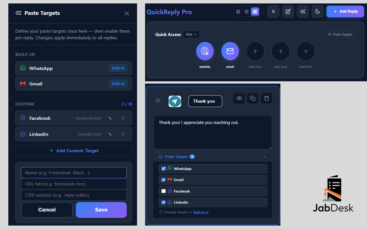 Paste Targets and Quick Access